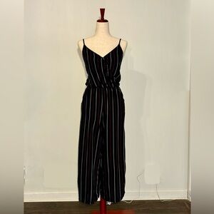 Hollister Open Back Striped Flare Leg Romper